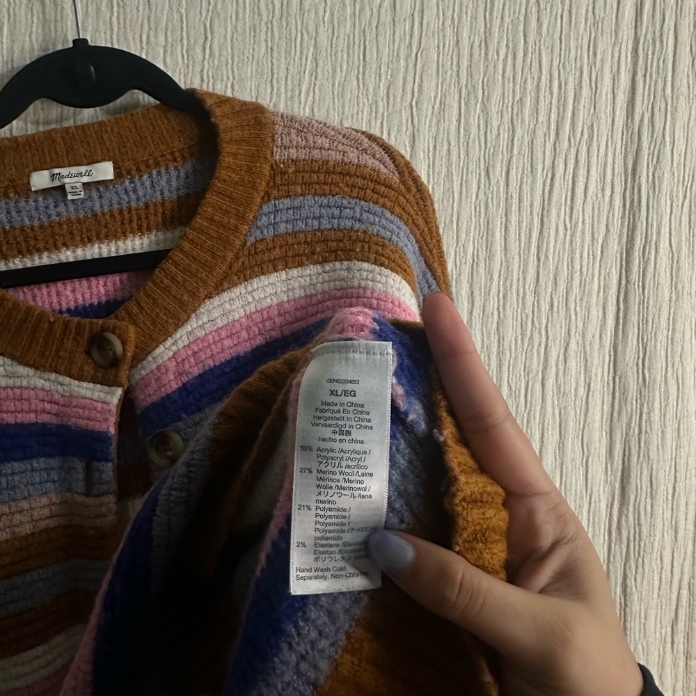 Striped Springview Cardigan Sweater in Coziest Yarn Sz xl - Picture 5 of 5
